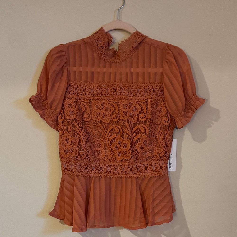 Haute Monde Terracotta Lace Blouse